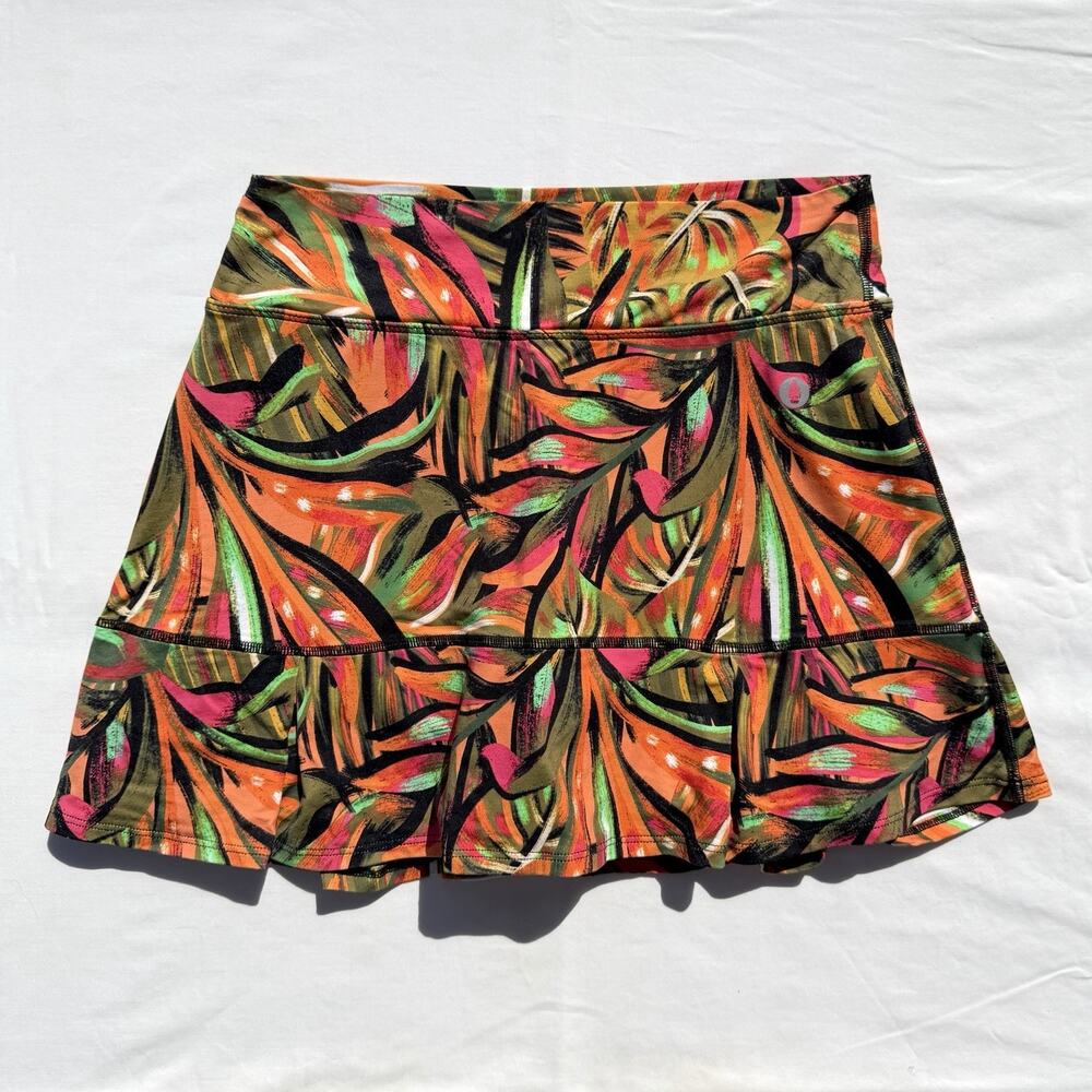 Dona Jo Athletic Skirt Womens 1.5 Medium Tropical Orange Green Skort